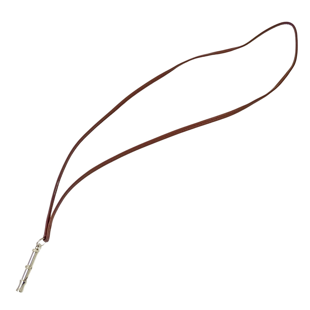 Hermes HERMES Necklace Siffler Women's Men's Brand Leather Brown Silver Whistle